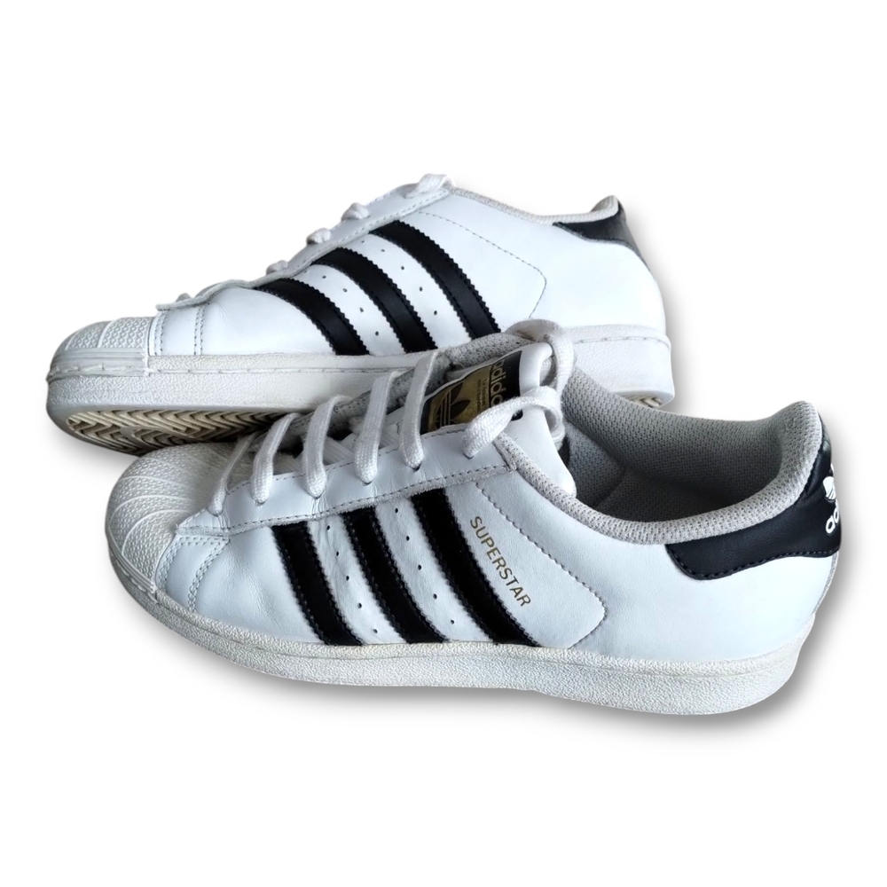 Adidas Superstar Youth 5.5 (Women's 7) Stripes Shell-Toe Leather Sneakers